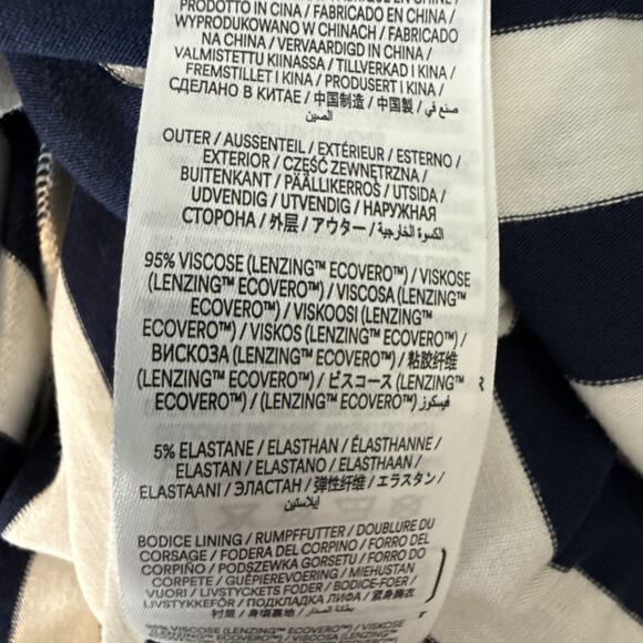 Boden Olympia Jersey Maxi Dress Size 10 L French Navy Ivory Stripe Pocket V-Neck - Picture 9 of 9